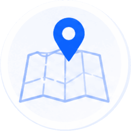 Ícone de território com mapa e pin