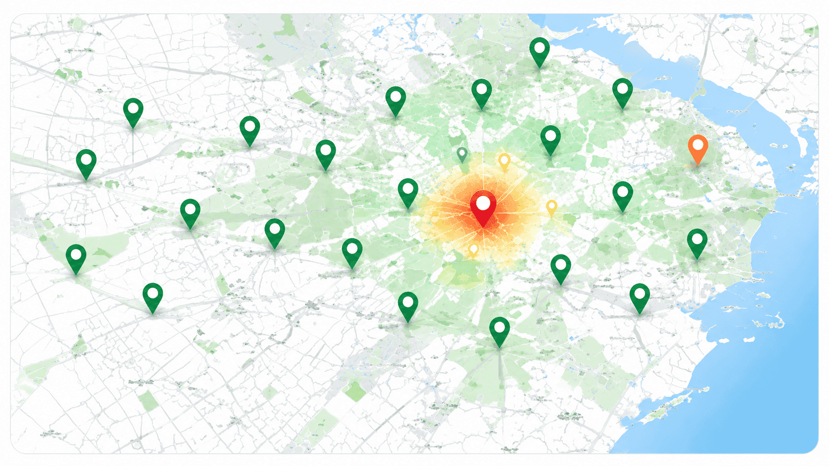 Mapa territorial com pins operacionais do plano Starter